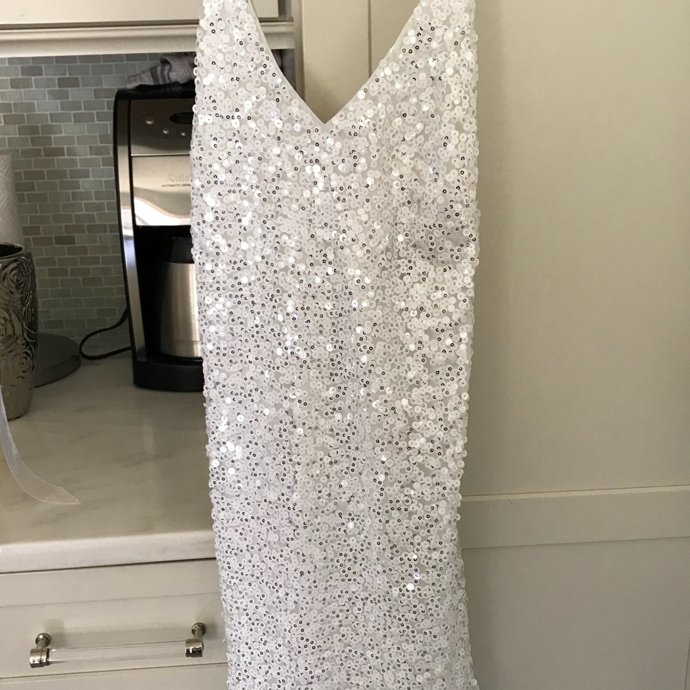 White sequin mini dress
